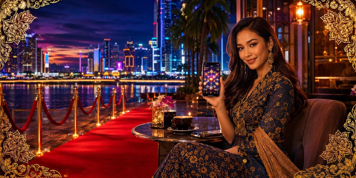 Pengguna Kuala Lumpur memainkan permainan kasino dalam talian menggunakan aplikasi telefon dengan corak batik