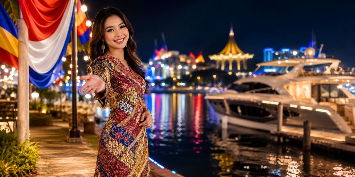 Pengguna Sarawak menikmati hiburan kasino dalam talian dengan pakaian batik tradisional
